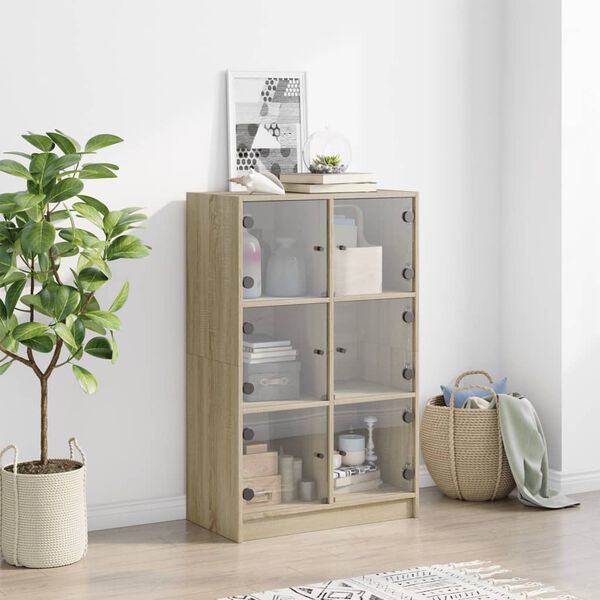 vidaXL Highboard med dører sonoma eik 68x37x109 cm konstruert tre