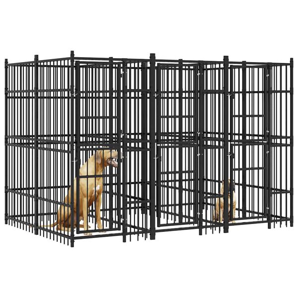 vidaXL Utend&oslash;rs hundeg&aring;rd st&aring;l 7,37 m&sup2;