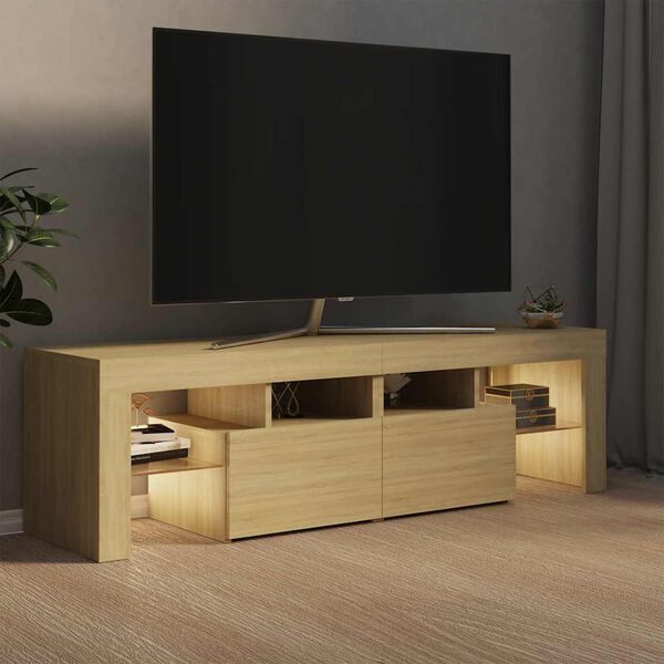 vidaXL TV-benk med LED-lys sonoma eik 140x36,5x40 cm