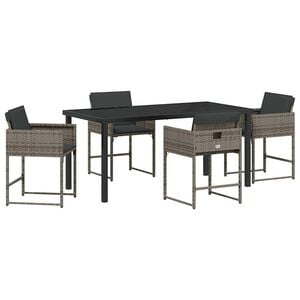 vidaXL Hage Spisegruppe 5 pcs Gr&aring; polyrotting