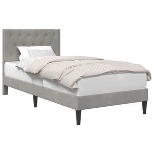 vidaXL Sengestamme med hodegjerde Lysegr&aring; 90 x 190 cm Fl&oslash;yel