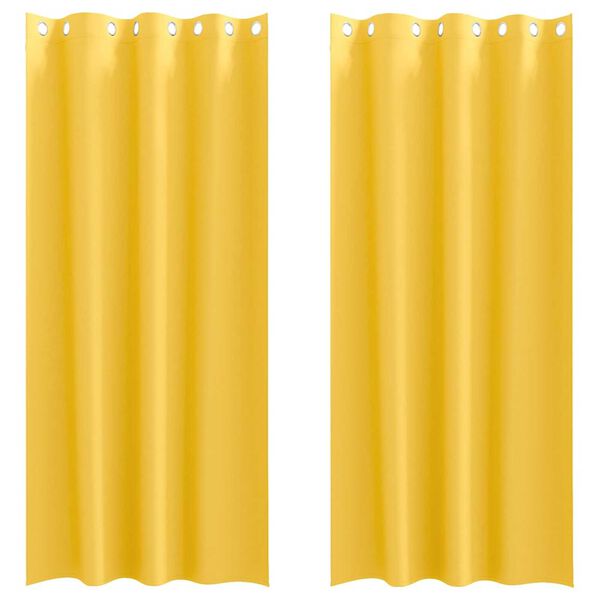 vidaXL Mørkleggende Gardiner med Ringer 2 pcs Sennepsgul 260 x 140 cm