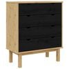 vidaXL Kommode med skuff OTTA Svart 76,5 x 39,5 x 90 cm Heltre furu