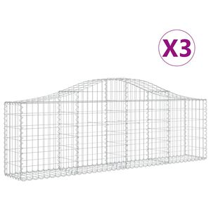 vidaXL Gabionkurver buede 3 stk 200x30x60/80 cm galvanisert jern