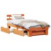 vidaXL Sengestamme med hodegjerde Vokset Brun 90 x 190 cm Massiv furu