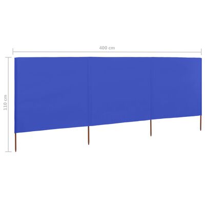 vidaXL Vindskjermer 3 paneler stoff 400x80 cm asurblå