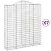 vidaXL Gabionkurver buede 7 stk 200x50x220/240 cm galvanisert jern