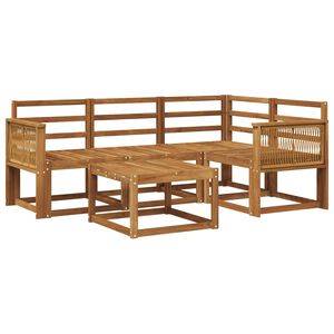 vidaXL Utend&oslash;rs sofa-sett 5 pcs Naturlig Solid akasietre