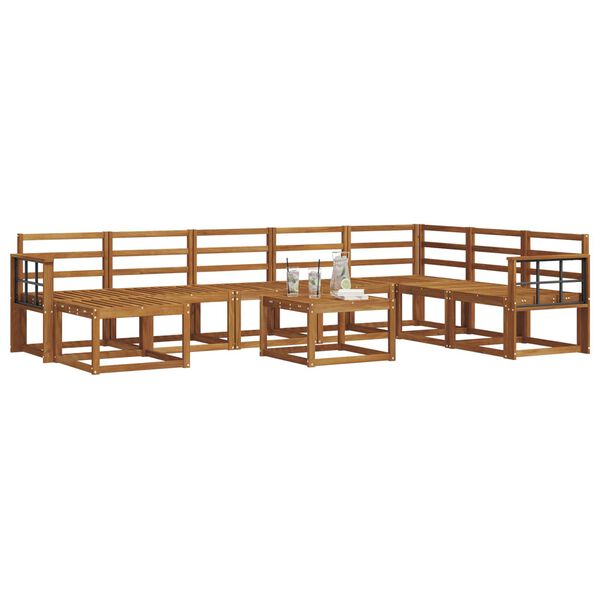 vidaXL Utend&oslash;rs sofa-sett 9 pcs Naturlig Solid akasietre