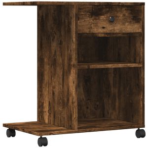 vidaXL Skriverstativ med hjul r&oslash;kt eik 60x40x68,5 cm