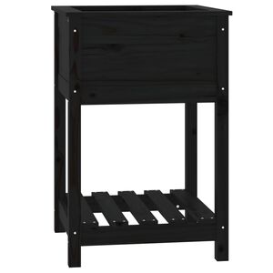 vidaXL Plantekasse med hylle svart 54x54x81 cm heltre furu