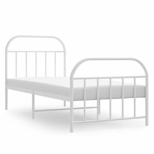 vidaXL Sengeramme i metall med hode- og fotgavl hvit 90x190 cm