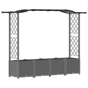 vidaXL Hevet Bed med Trellis og Tak Lysegr&aring; 204 x 40 x 141 cm PP
