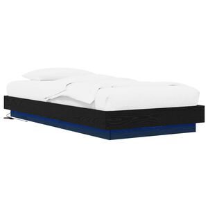vidaXL Sengestativ med LED Svart eik 80 x 200 cm Konstruert tre