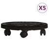 vidaXL Plantetralle med hjul 5 stk diameter 30 cm svart 170 kg