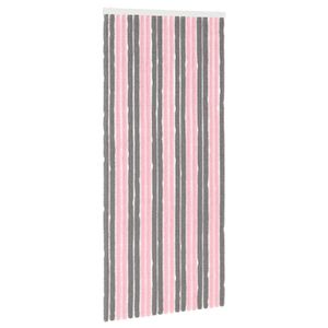 vidaXL Insektgardin Chenille S&oslash;lvgr&aring; og rosa 90 x 200 cm 100% PP