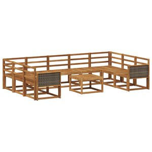 vidaXL Utend&oslash;rs sofa-sett 10 pcs Naturlig Solid akasietre