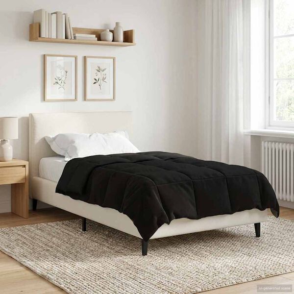 vidaXL Full &aring;r dyne Quilted Svart 135 x 220 cm Mikrofiber