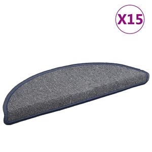 vidaXL Trappematter 15 stk 56x17x3 cm lysegr&aring; og bl&aring; halvrund