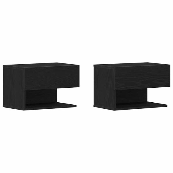 vidaXL Nattbordskap 2 pcs Svart eik 46 x 29.5 x 30 cm Konstruert tre