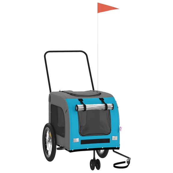 vidaXL Kjæledyrsykkelhenger blå og grå oxfordstoff og jern