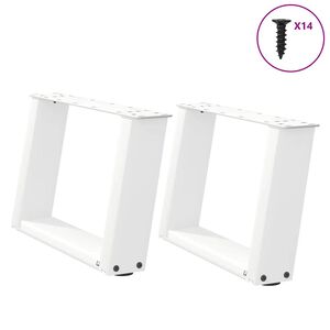 vidaXL Salongbordben U-formet 2 stk hvit 40x(30-31) cm st&aring;l