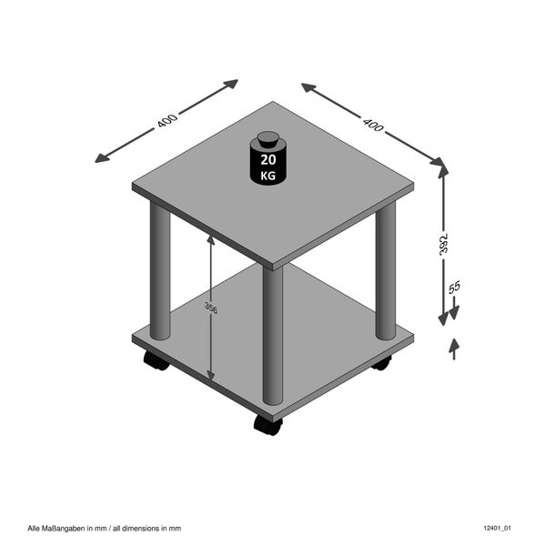 FMD Sidebord med svinghjul hvit