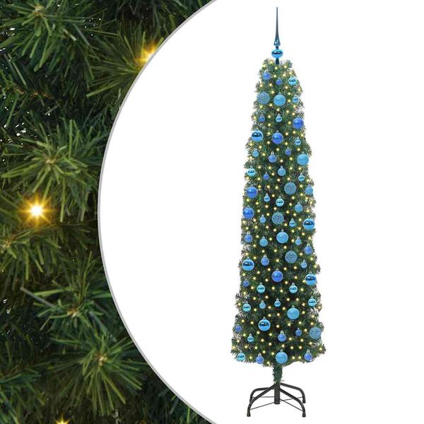 vidaXL Kunstig juletre med 300 LED grønn 180 cm PVC og stål og plast
