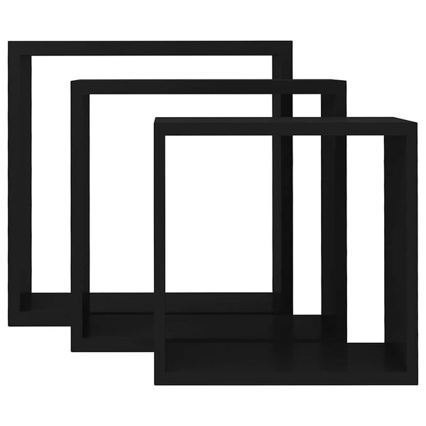 vidaXL Vegghyller kubeformet 3 stk MDF svart