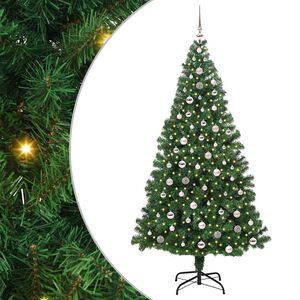 vidaXL Kunstig juletre med 300 LED gr&oslash;nn 240 cm PVC og St&aring;l og Plast
