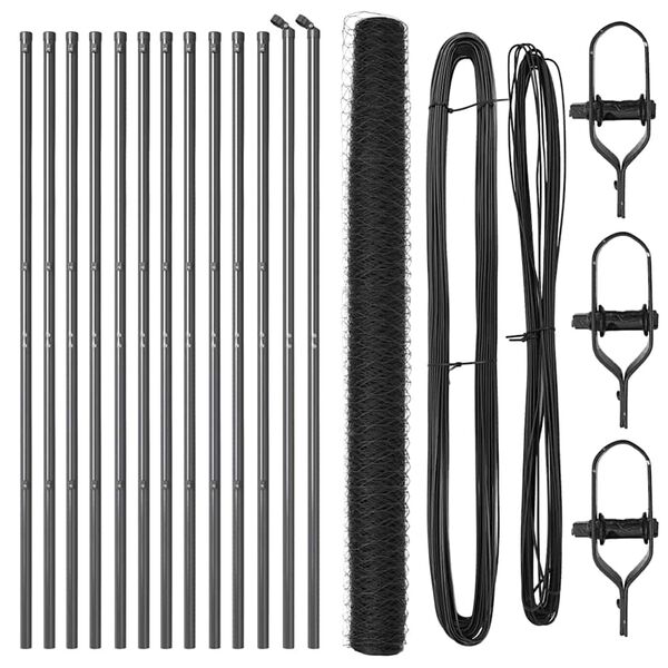 vidaXL Gjerdep&aring;le Gr&aring; 25 x 1,5 m (36 mm nett) St&aring;l