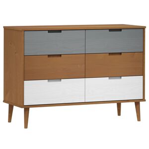 vidaXL Kommode MOLDE brun 113x40x80 cm heltre furu