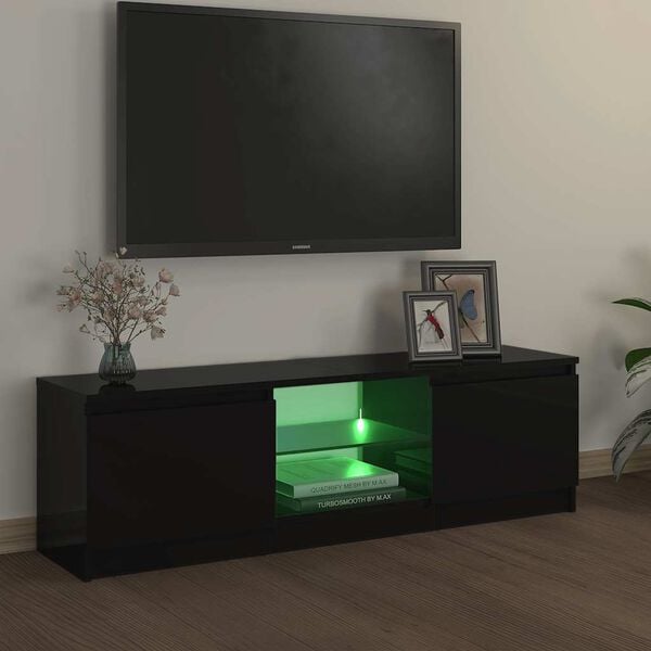 vidaXL TV-benk med LED-lys svart 120x30x36 cm