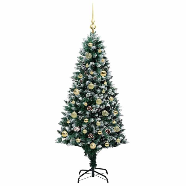 vidaXL Kunstig juletre med 150 LED grønn 150 cm PVC og Stål og Plast