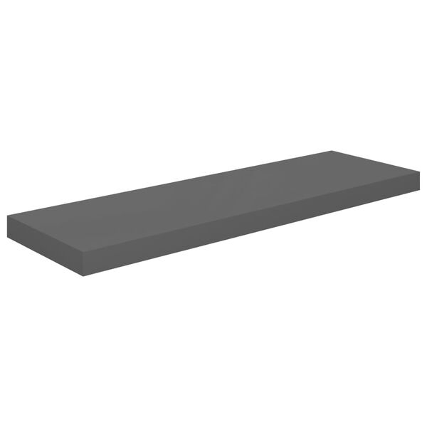 vidaXL Flytende vegghyller 4 stk høyglans grå 80x23,5x3,8 cm MDF