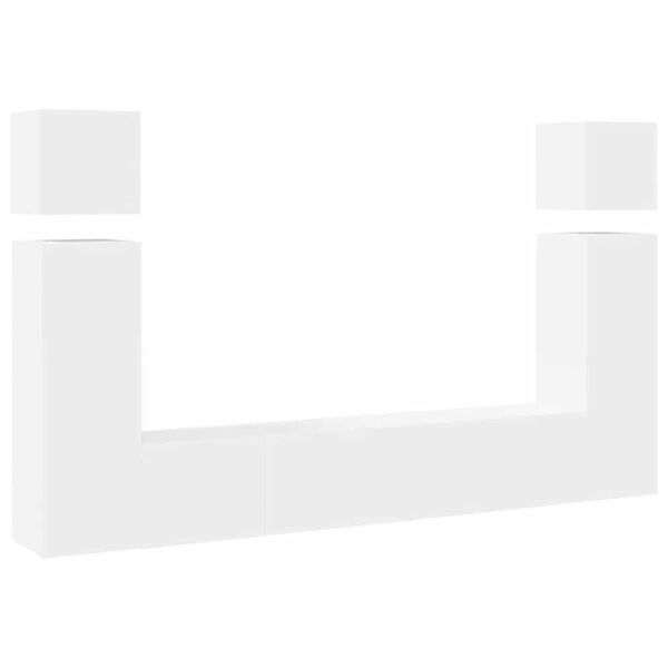 vidaXL TV-benksett 8 deler hvit konstruert tre