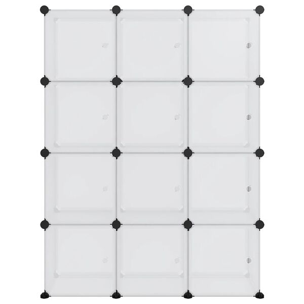vidaXL Oppbevaringsboks med 12 kuber og dører gjennomsiktig PP