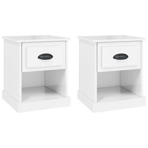 vidaXL Nattbord 2 stk h&oslash;yglans hvit 39x39x47,5 cm konstruert tre