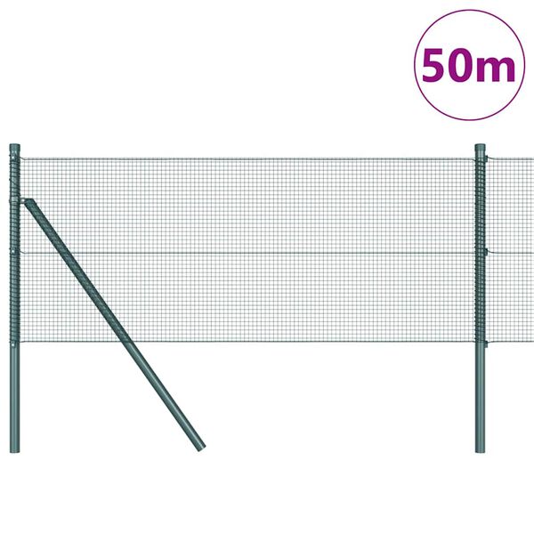 vidaXL Gjerdep&aring;le gr&oslash;nn 50 x 0,8 m (12 x 12 mm mesh) St&aring;l og PVC