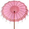 vidaXL Balinesisk Parasol 260 Rosa 210-220 cm Bomull og solid tre