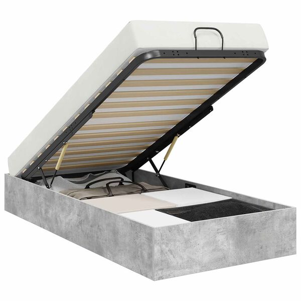 vidaXL Ottoman sengeramme Betonggr&aring; 100 x 200 cm Konstruert tre