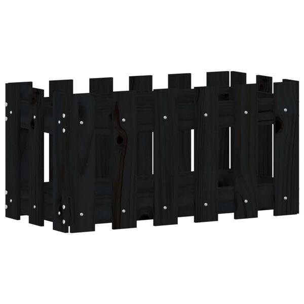 vidaXL Plantekasse med gjerdedesign svart 60x30x30 cm heltre furu