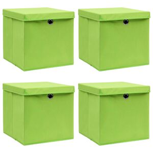 vidaXL Oppbevaringsbokser med lokk 4 stk gr&oslash;nn 32x32x32 cm stoff