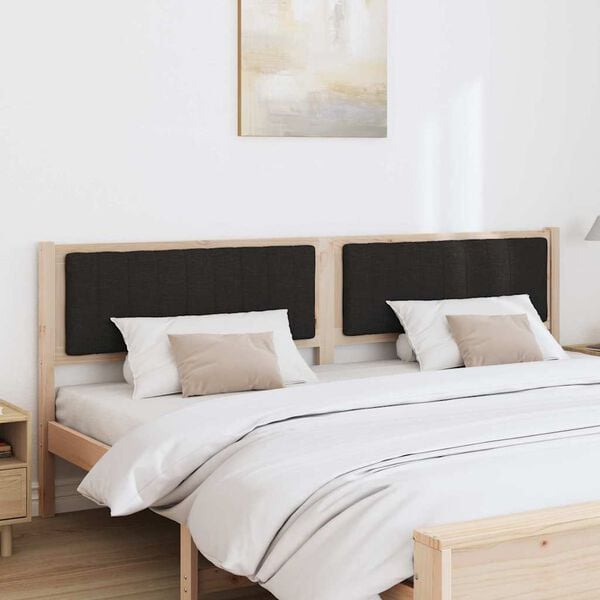 vidaXL Polstret sengegavl med hodegjerde Brun 200 cm Massiv furu