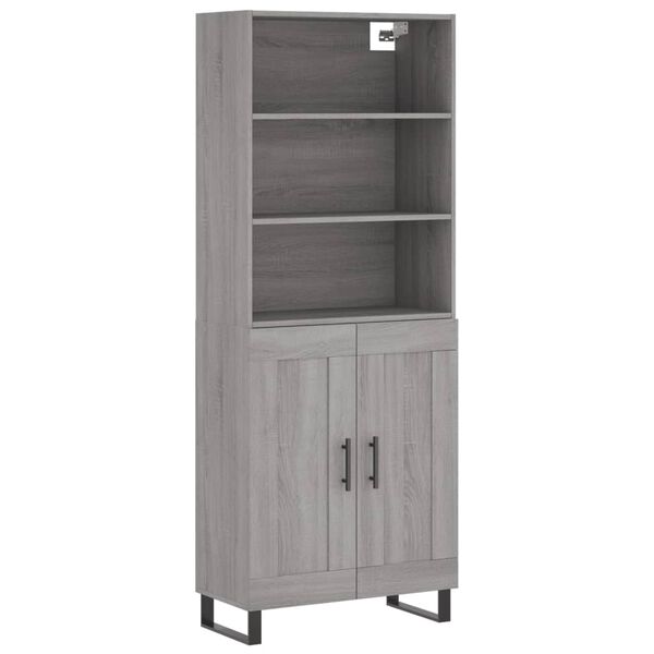 vidaXL Highboard gr&aring; sonoma 69,5x34x180 cm konstruert tre