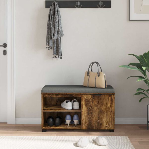 vidaXL Gangbenk R&oslash;kt Eik 80 x 38 x 46 cm Konstruert treverk og stoff