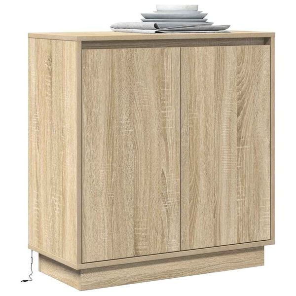 vidaXL LED sideboard Sonoma eik 71 x 34,5 x 75 cm Konstruert tre