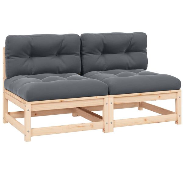 vidaXL Utendørs midtsofaer med puter 2 stk heltre furu