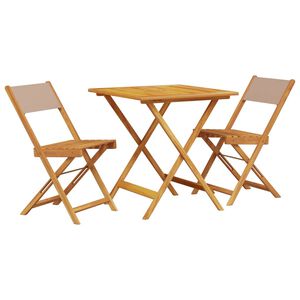 vidaXL Bistrosett 3 deler gr&aring;brun stoff og heltre