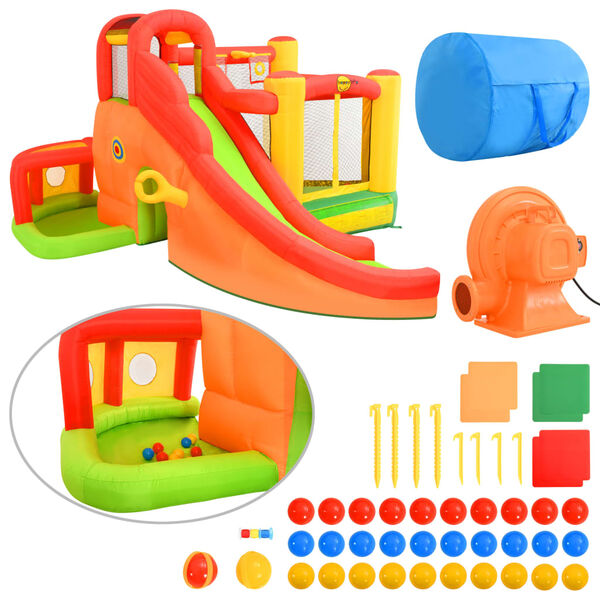 Happy Hop Oppblåsbart hoppeslott med sklie 450x380x230 cm PVC